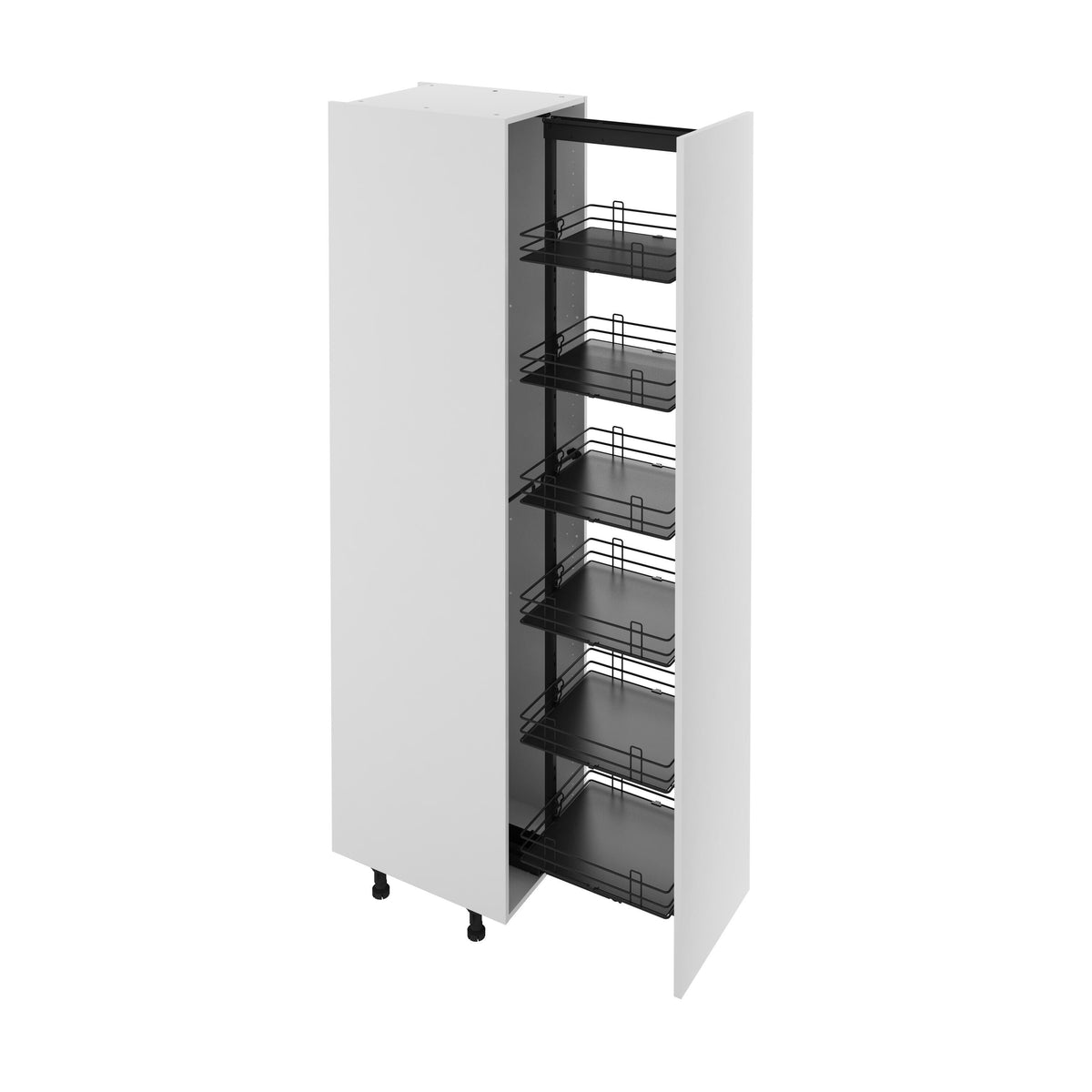 Ensemble de colonnes de cuisine DELINIA ID avec étagères et paniers en bois blanc — photo produit