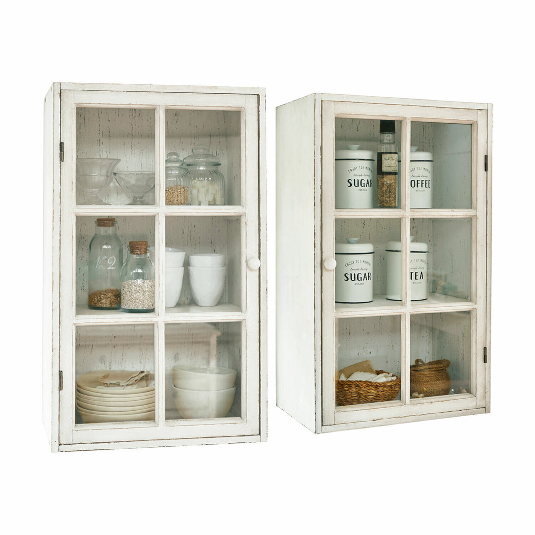 Lot 2 armoires suspendues LOBERON Piavo blanc vieilli — photo produit
