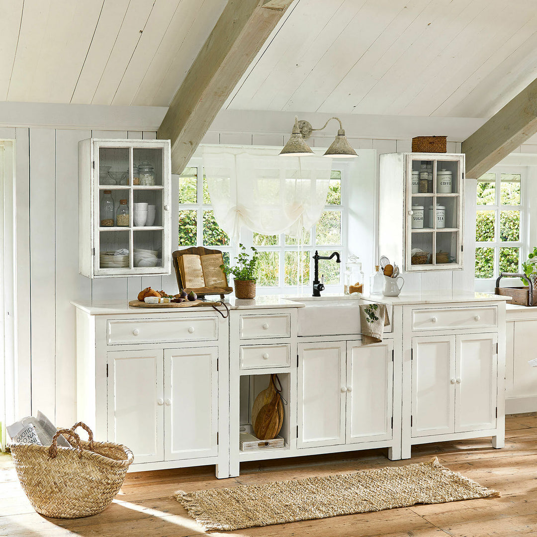 Lot 2 armoires suspendues LOBERON Piavo blanc vieilli — photo produit