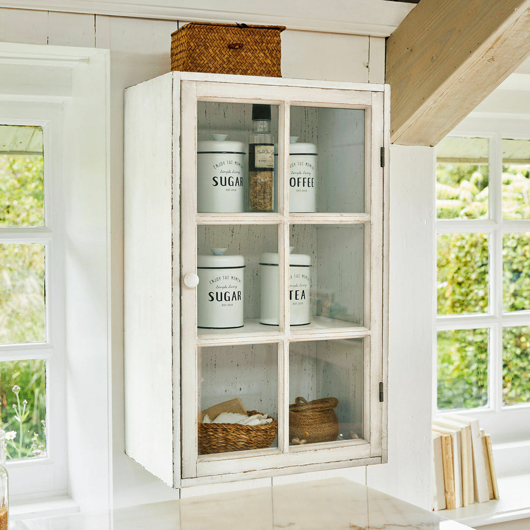 Lot 2 armoires suspendues LOBERON Piavo blanc vieilli — photo produit