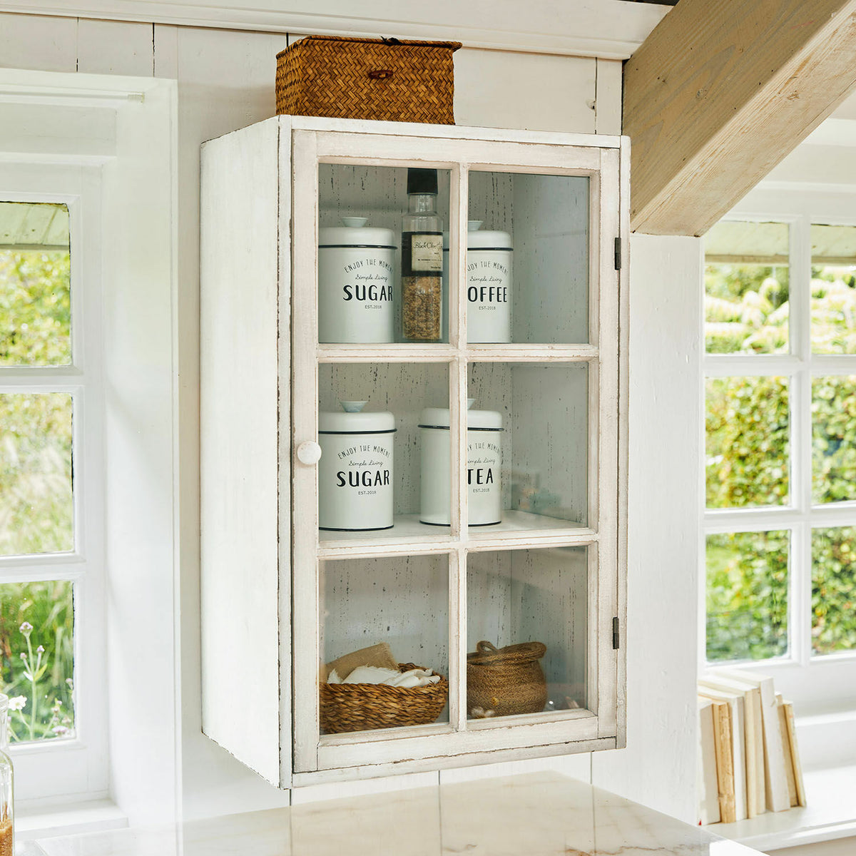 Lot 2 armoires suspendues LOBERON Piavo blanc vieilli — photo produit