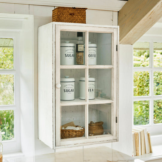 Lot 2 armoires suspendues LOBERON Piavo blanc vieilli — photo produit