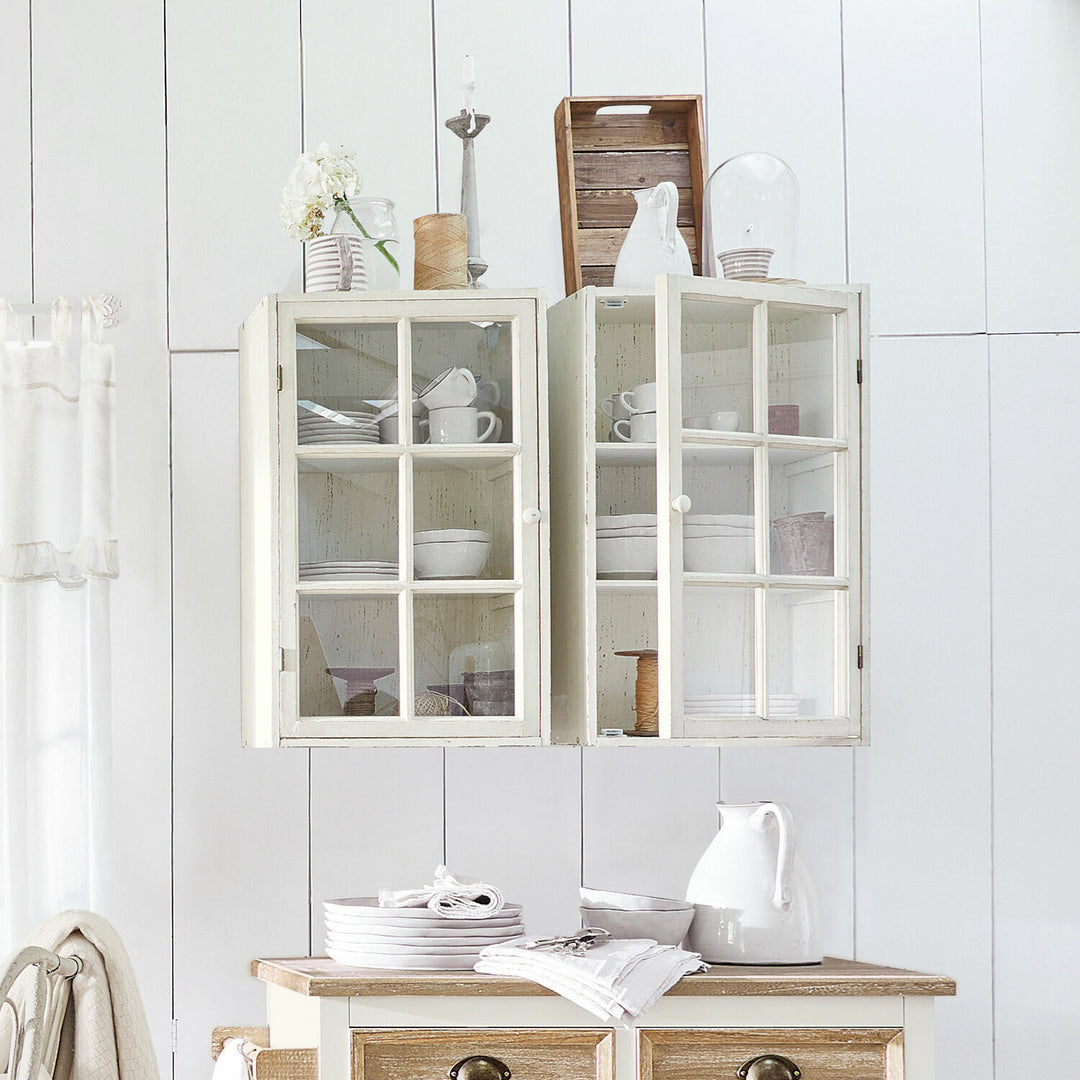 Lot 2 armoires suspendues LOBERON Piavo blanc vieilli — photo produit