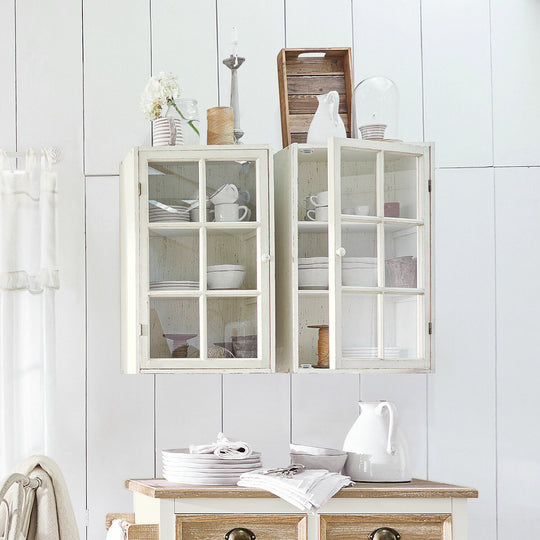 Lot 2 armoires suspendues LOBERON Piavo blanc vieilli — photo produit