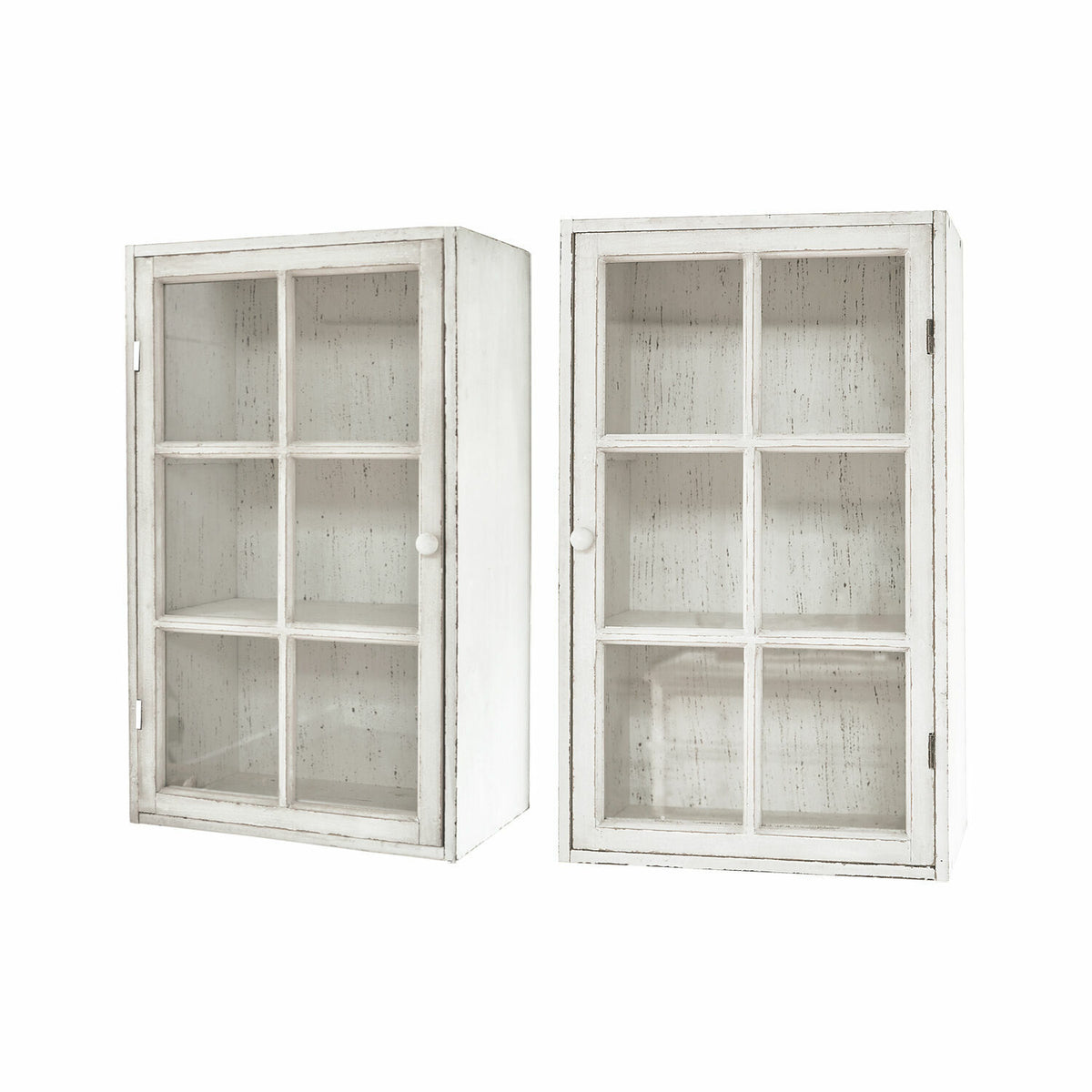 Lot 2 armoires suspendues LOBERON Piavo blanc vieilli — photo produit