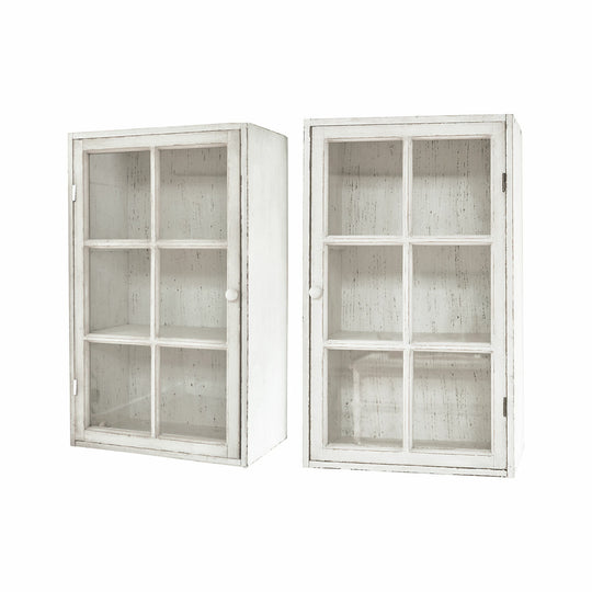 Lot 2 armoires suspendues LOBERON Piavo blanc vieilli — photo produit