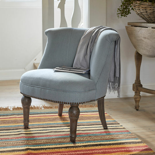 Lot de 2 fauteuils LOBERON Francet Bleu Marron — photo produit