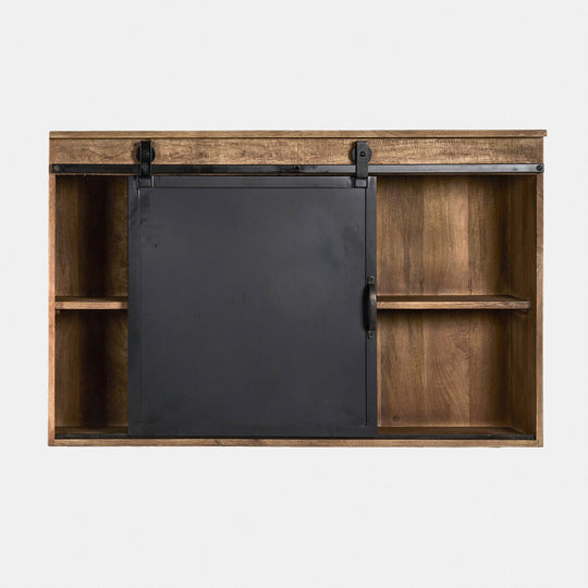 Lot 2 meubles hauts LOBERON Oakland en bois brute et métal noir — photo produit