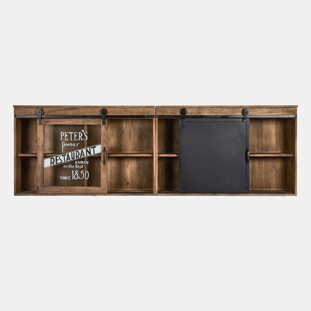 Lot 2 meubles hauts LOBERON Oakland en bois brute et métal noir — photo produit