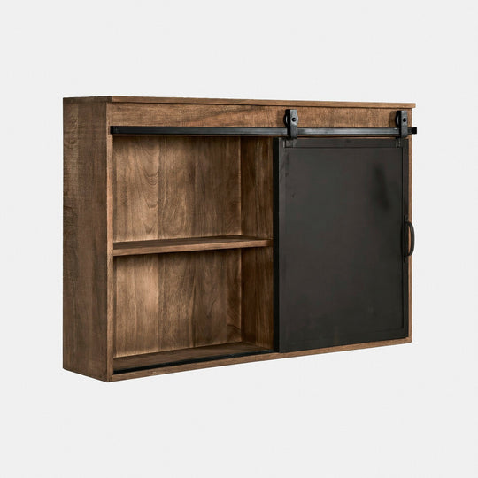 Lot 2 meubles hauts LOBERON Oakland en bois brute et métal noir — photo produit