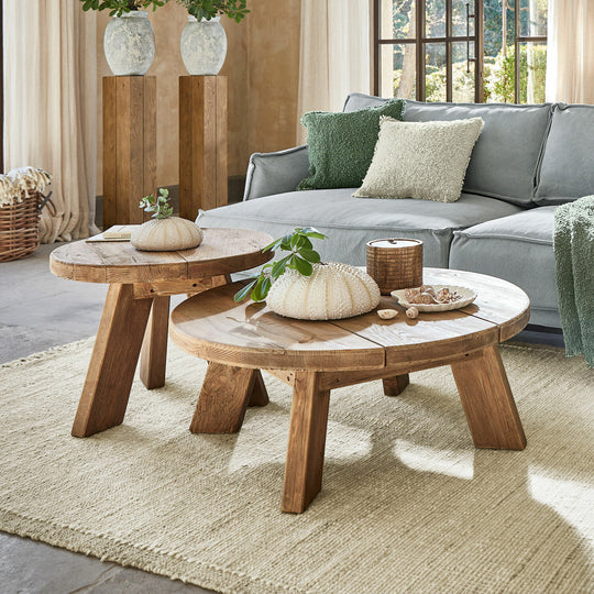 Lot de 2 tables d'appoint LOBERON Oteley bois vieilli — photo produit