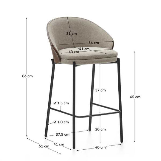 Lot de 2 tabourets KAVE HOME Eamy chenille marron clair 65cm — photo produit