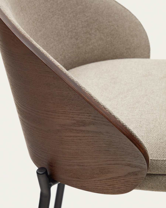 Lot de 2 tabourets KAVE HOME Eamy chenille marron clair 65cm — photo produit