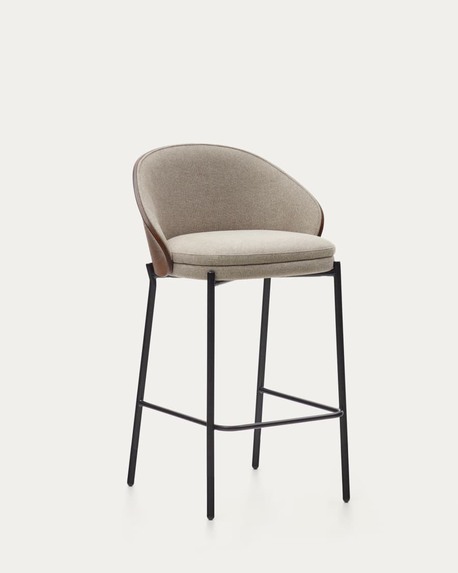 Lot de 2 tabourets KAVE HOME Eamy chenille marron clair 65cm — photo produit
