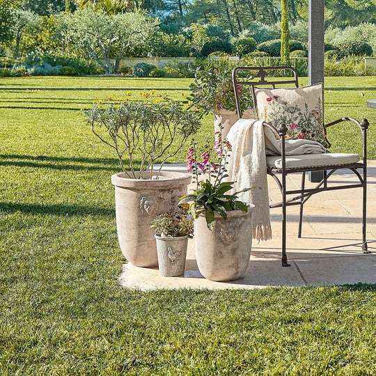 Lot de 3 grands cache-pots de jardin LOBERON Autigny réalisée à la main — photo produit