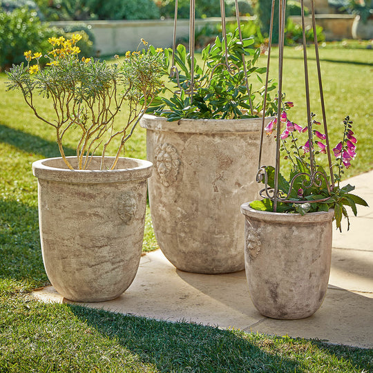 Lot de 3 grands cache-pots de jardin LOBERON Autigny réalisée à la main — photo produit