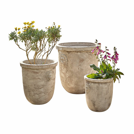 Lot de 3 grands cache-pots de jardin LOBERON Autigny réalisée à la main — photo produit