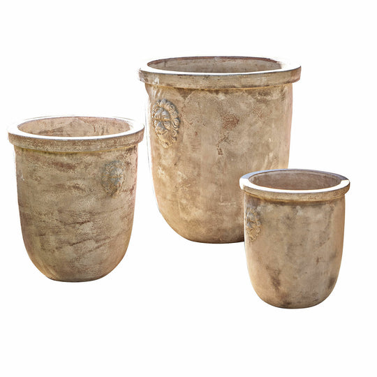 Lot de 3 grands cache-pots de jardin LOBERON Autigny réalisée à la main — photo produit