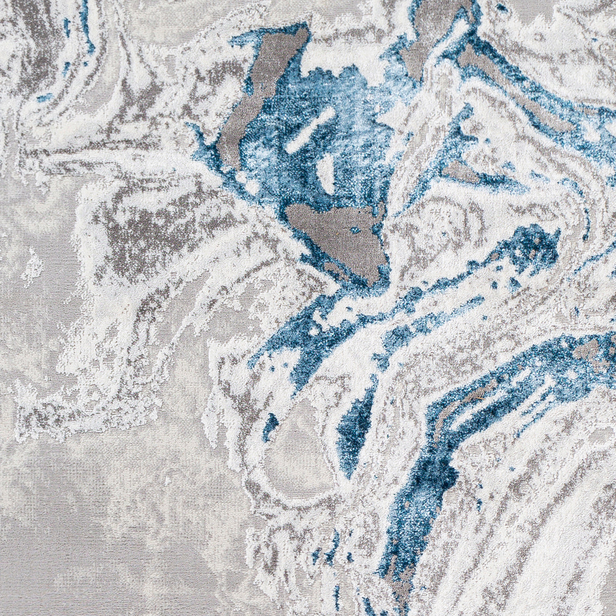 Tapis SURYA Arras moderne, motif abstrait effet marbre gris et ivoire veiné de bleu, vue 5