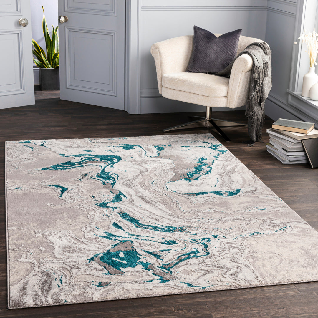 ARRAS Tapis Abstrait Moderne Gris/Bleu 120x170