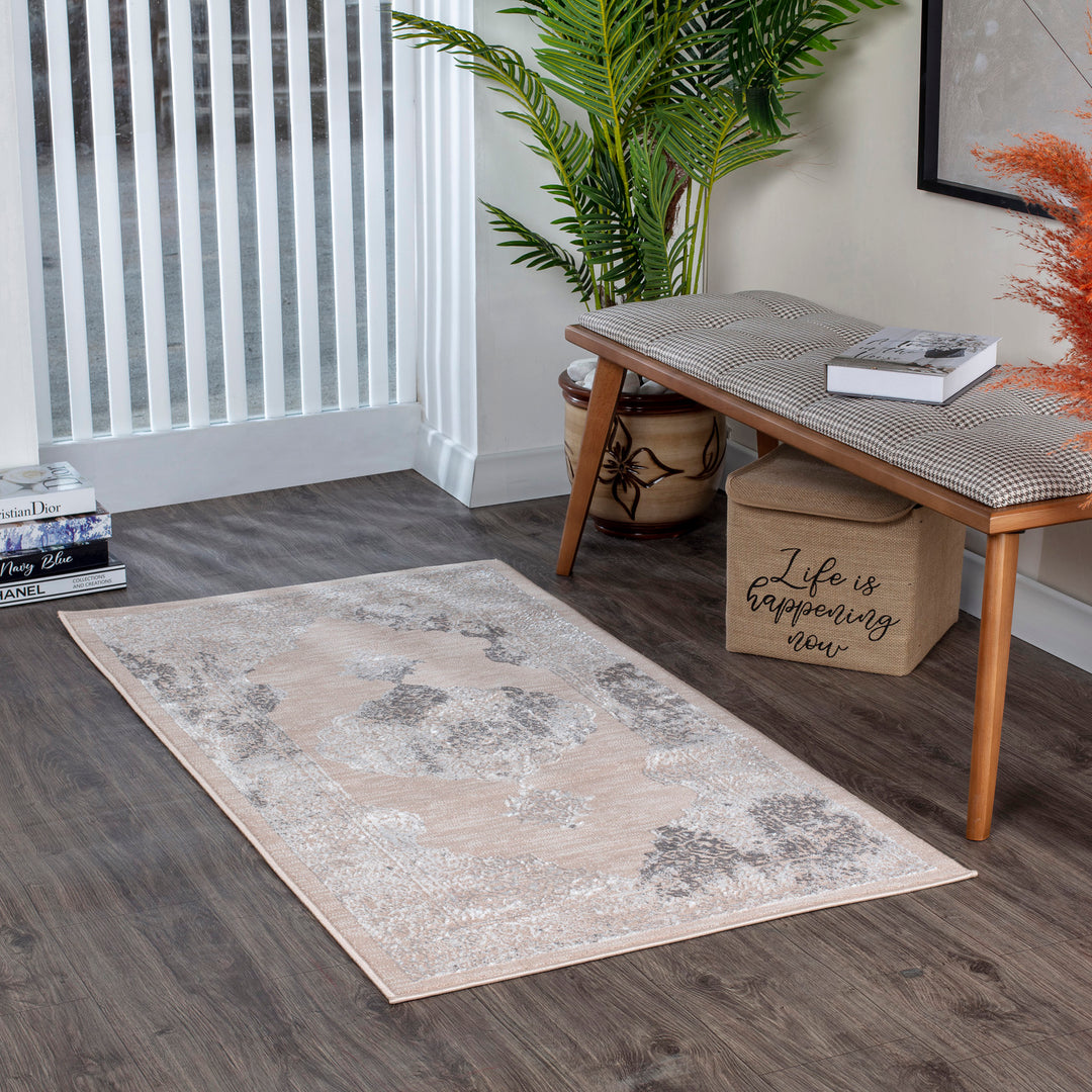 Tapis Vintage Oriental Beige/Gris Carmel