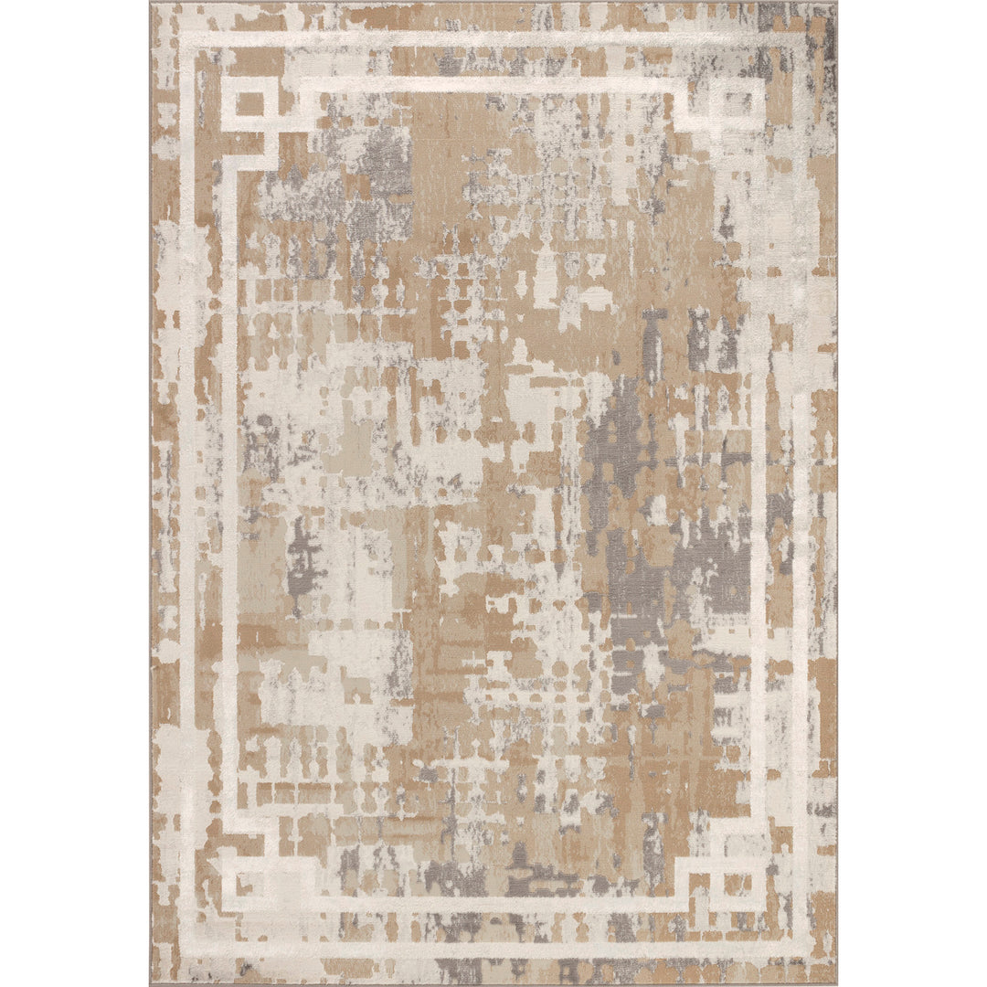 Tapis Abstrait Moderne Beige/Gris Goshen