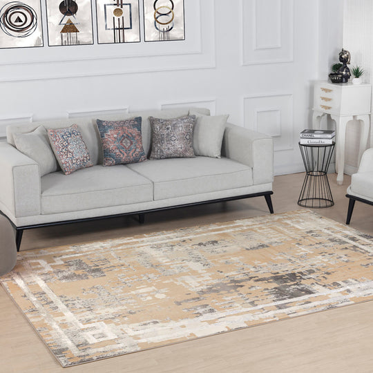 Tapis Abstrait Moderne Beige/Gris Goshen