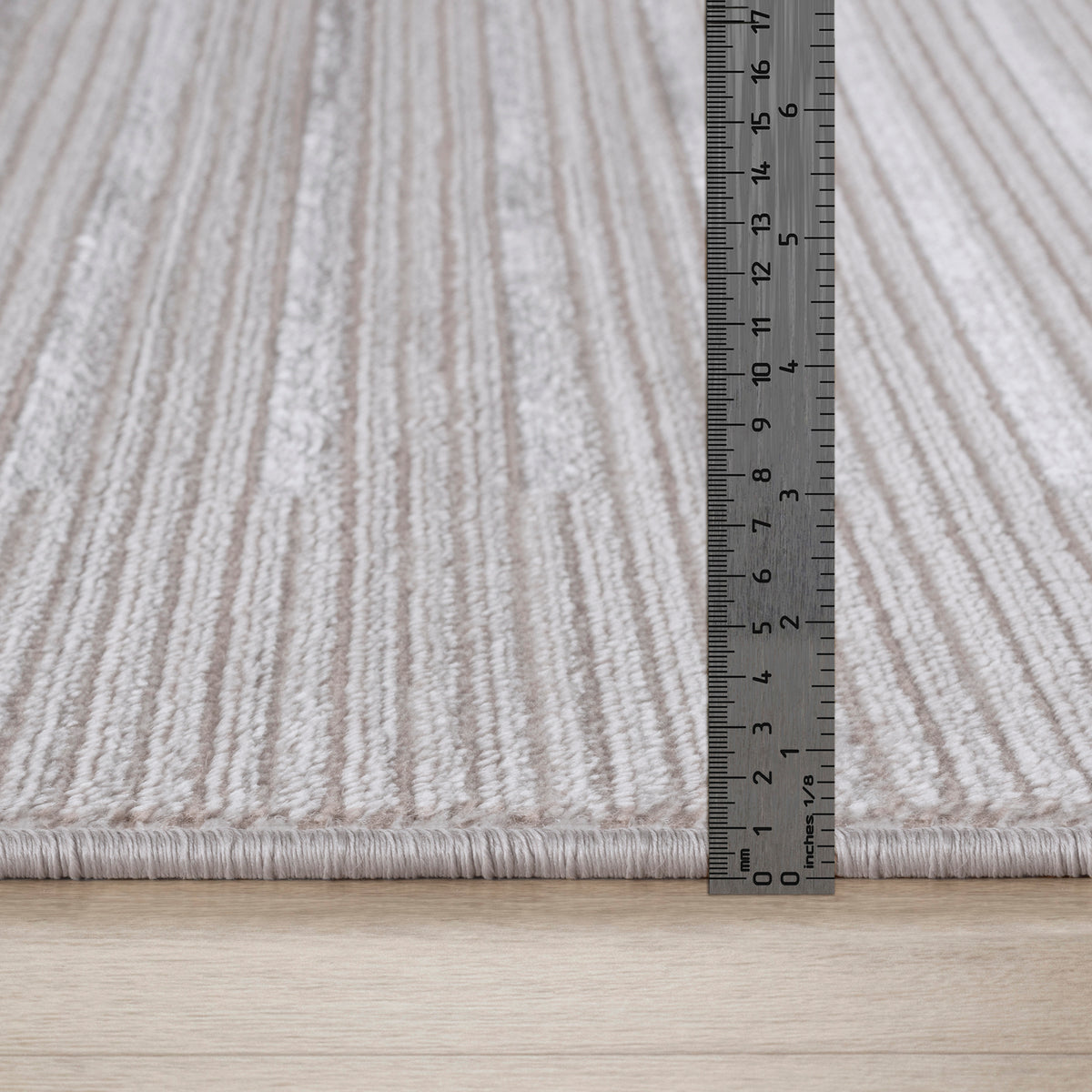 Tapis SURYA Skokie scandinave, motif rayures fines en relief, beige et crème, vue 7