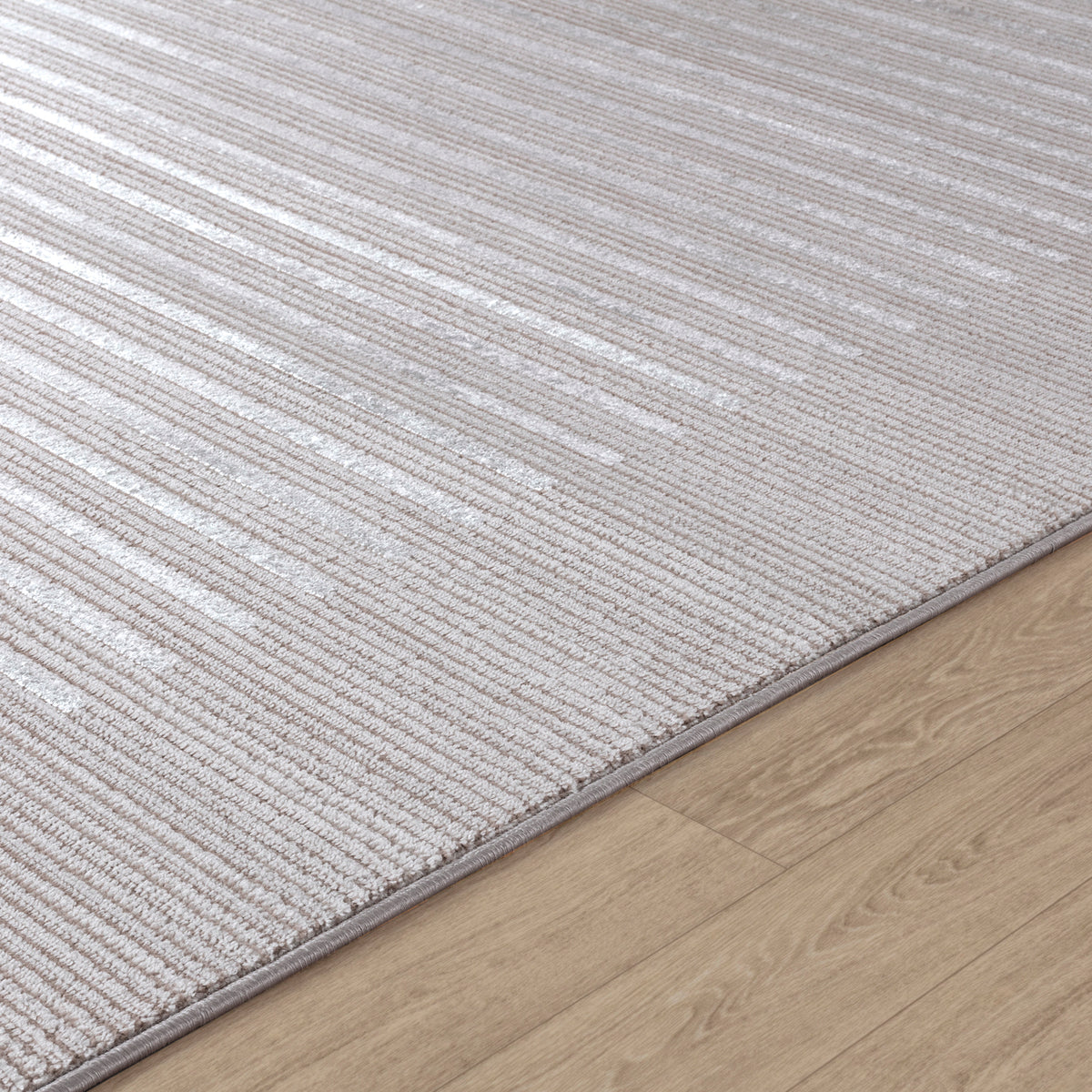 Tapis SURYA Skokie scandinave, motif rayures fines en relief, beige et crème, vue 3