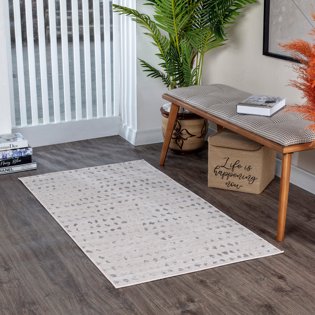 Tapis Scandinave à Pois Gris/Blanc Rosemont