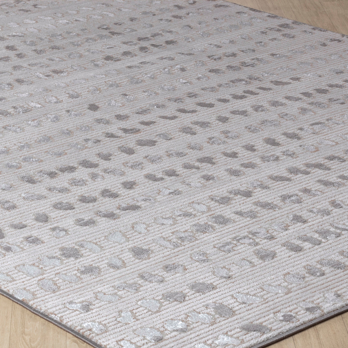 Tapis SURYA Rosemont scandinave, motif pois en relief gris et blanc, vue 6