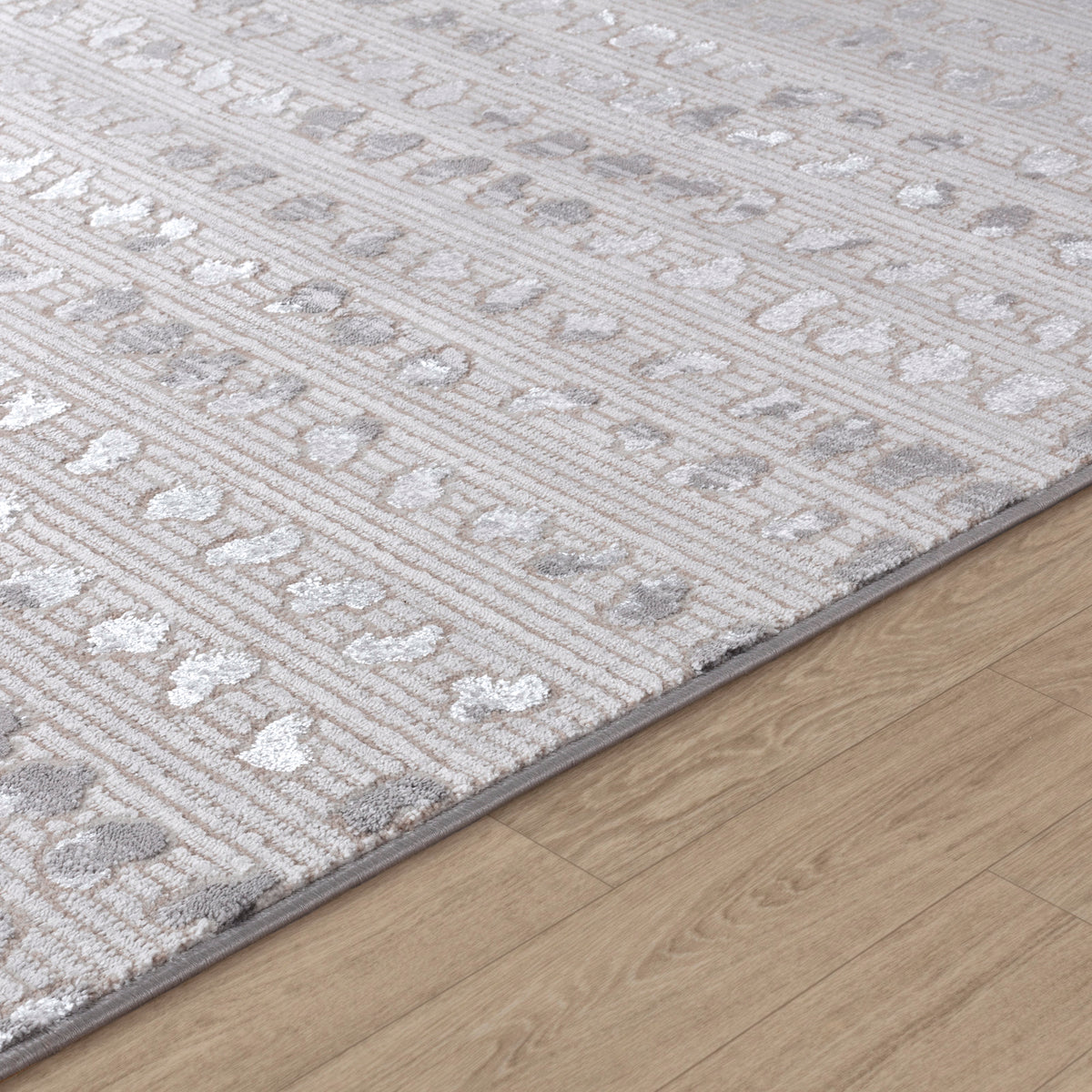 Tapis SURYA Rosemont scandinave, motif pois en relief gris et blanc, vue 3