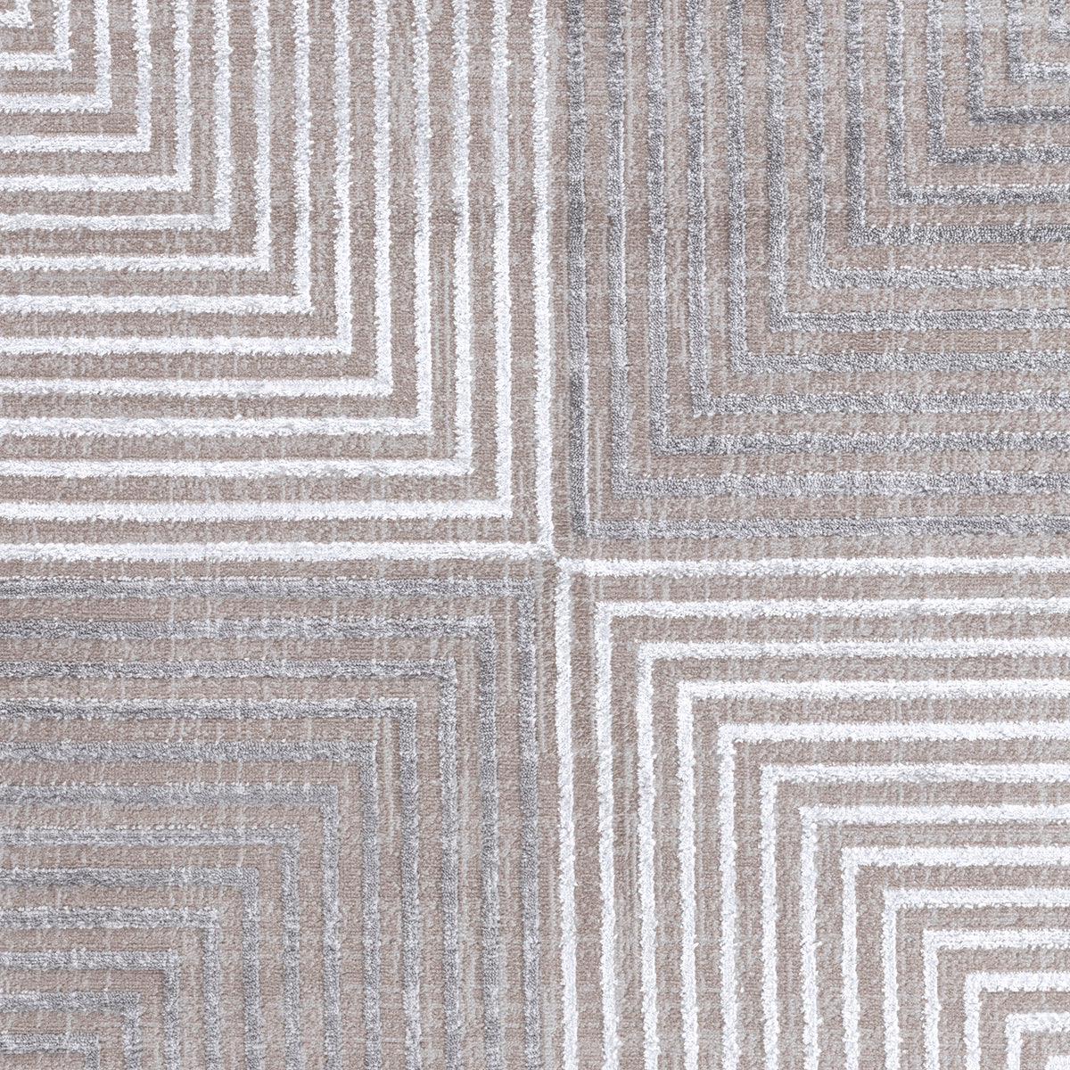 Tapis SURYA Charlestown moderne, blocs géométriques gris et beige à fines lignes, bordure claire, vue 8