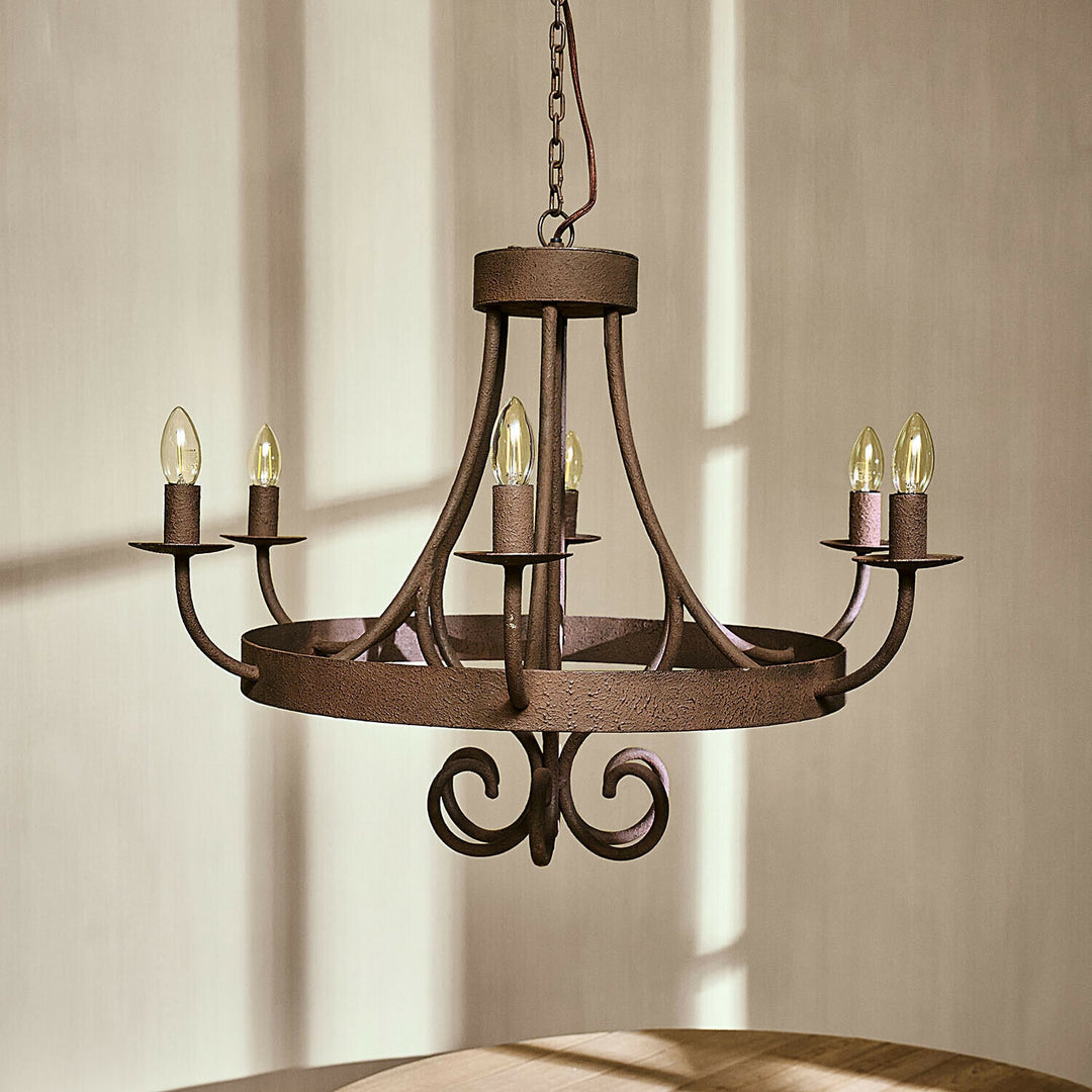Lustre LOBERON Montarouse en métal effet rouillé marron — photo produit
