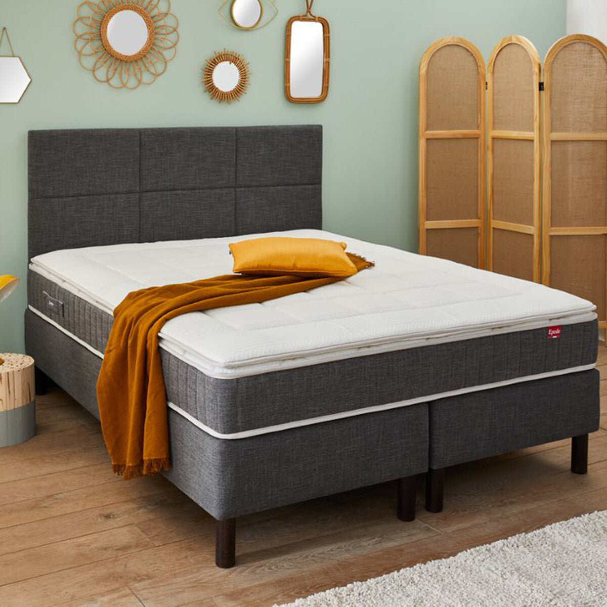 Matelas EPEDA Ensemble Boxspring enchanteur ressorts ensachés, soutien ferme, accueil ferme, 180x200cm