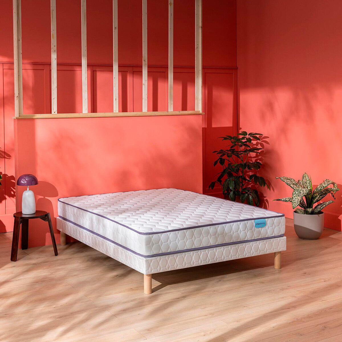 Matelas MERINOS ressorts, soutien ferme, accueil moelleux, 140x190cm