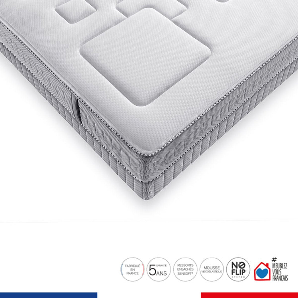 Matelas SIMMONS EQUILIBRE ressorts ensachés, soutien ferme, accueil morphologique, 160x200cm