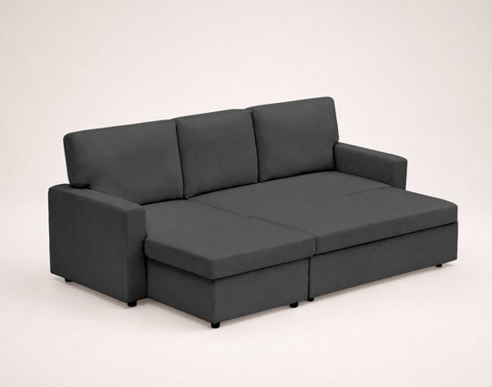 Canapé d’angle réversible 4 places convertible avec coffre MEIYA Best Mobilier – Gris foncé — photo produit