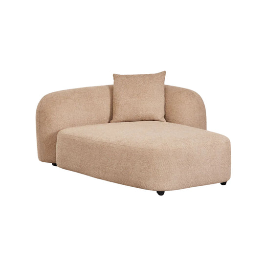 Méridienne droite SKLUM Coco en tissu chenille épais beige