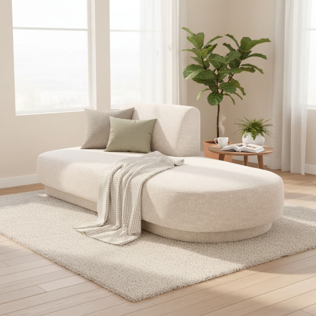 Méridienne MICADONI Miley en tissu chenille beige