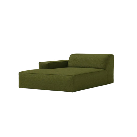 Méridienne MICADONI Jodie en tissu bouclé vert olive — photo produit
