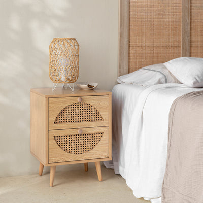 Table de Chevet Luna avec 2 tiroirs Couleur chêne