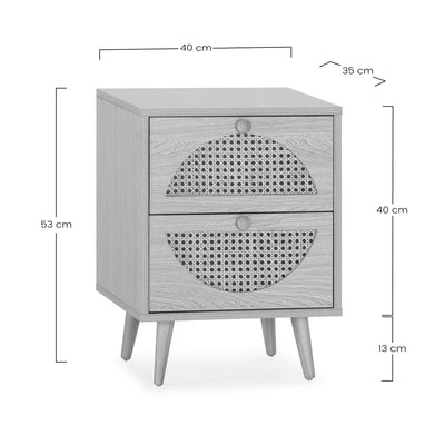 Table de Chevet Luna avec 2 tiroirs Couleur chêne