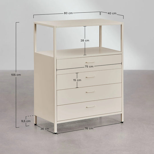 Meuble à tiroirs SKLUM Janine en acier beige