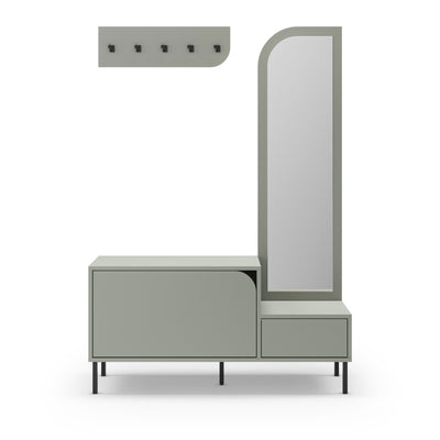 Meuble d'entrée Drawer 2 portes avec miroir et portant en bois et métal H172cm