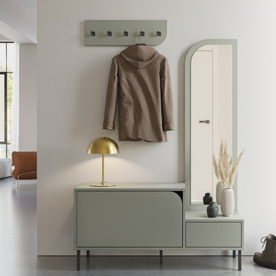 Meuble d'entrée Drawer 2 portes avec miroir et portant en bois et métal H172cm