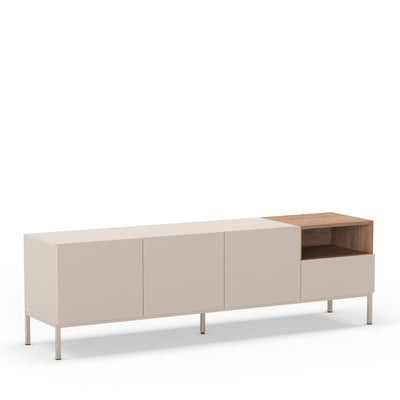 Meuble TV DRAWER Quenor 3 portes 1 tiroir en bois et métal L180cm