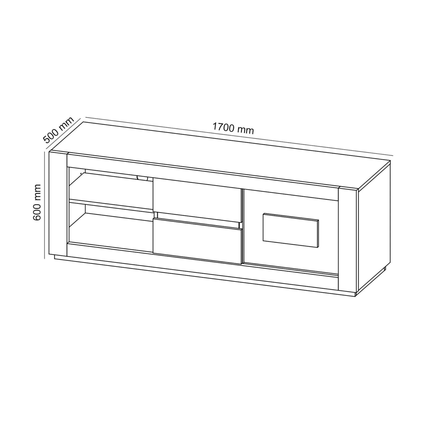 Meuble TV SACHOURI 2 portes chêne canyon/marbre 170 CM