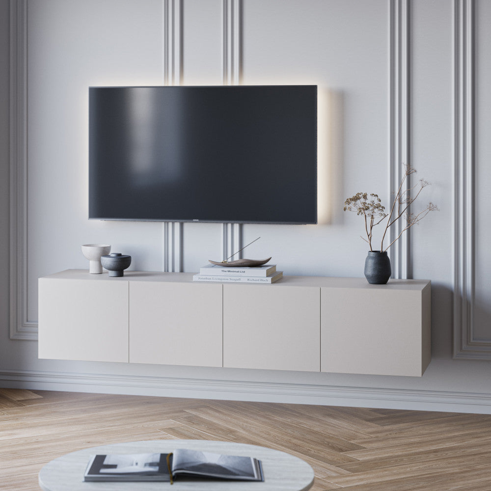 Meuble TV suspendu DRAWER Nexa 4 portes en bois L180cm