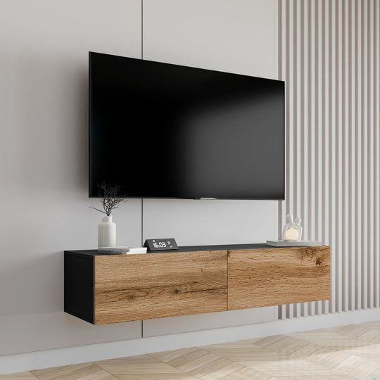 Meuble TV MOBILIER 1 Vilrin II (Noir + Chêne wotan)